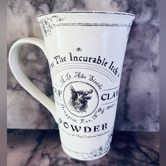 Halloween Ceramic Wolf Claw Powder Tall Coffee Mug Apothecary Druggist Label - Picture 7 of 7